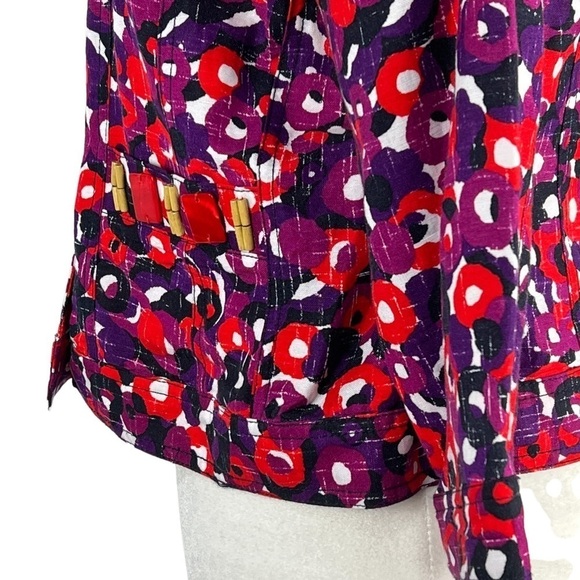 RUBY RD. PETITE BUTTON COLORFUL FLORAL WOMEN'S BLAZER/JACKET - Picture 5 of 12